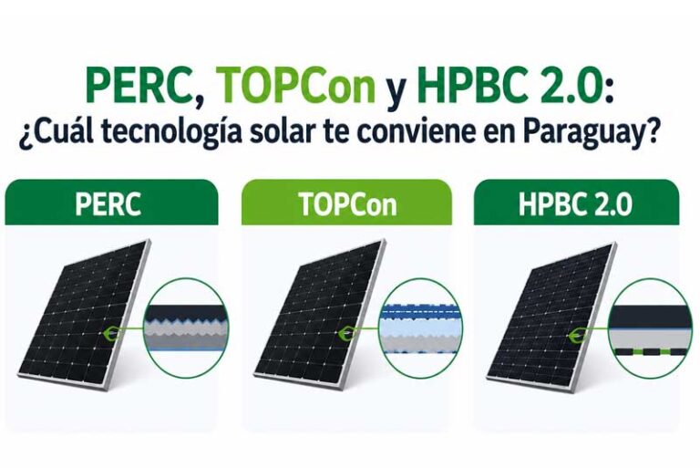PERC, TOPCon y HPBC 2.0: ¿Cuál tecnología solar te conviene en Paraguay?