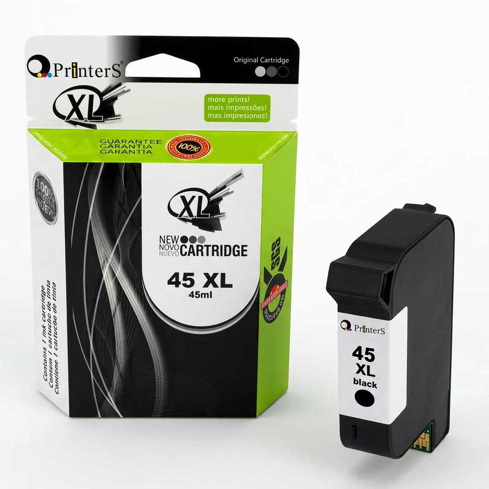 Cartucho de tinta negro compatible HP 45 marca Printer'S 45ml - Alto rendimiento - Paraguay